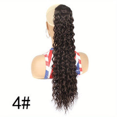 Long Curly Wavy Ponytail Extensions Clip In Synthetic Drawstring Ponytail