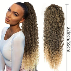 Long Curly Wavy Ponytail Extensions Clip In Synthetic Drawstring Ponytail