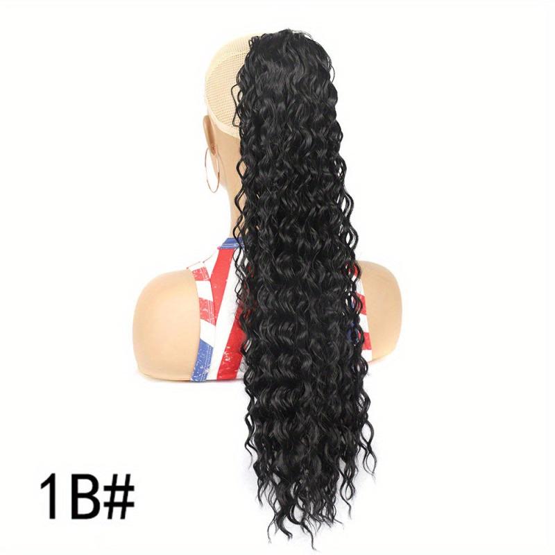 Long Curly Wavy Ponytail Extensions Clip In Synthetic Drawstring Ponytail