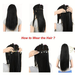 6 Cm Straight Hair Extensions 5 Clips Synthetic Fiber Hair Extensions
