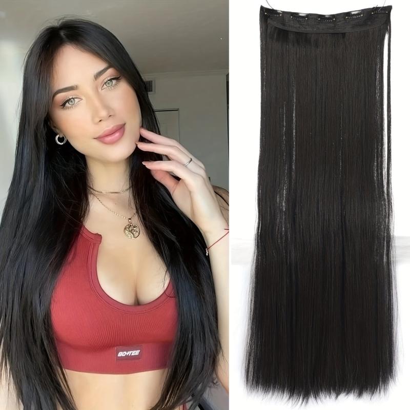 6 Cm Straight Hair Extensions 5 Clips Synthetic Fiber Hair Extensions