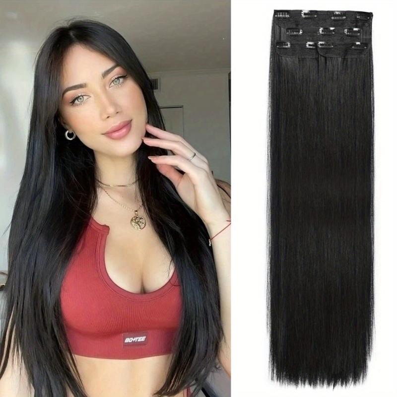 6 Cm Straight Hair Extensions 5 Clips Synthetic Fiber Hair Extensions