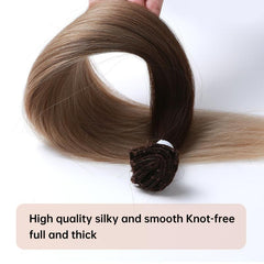 60-96 cm Long Straight Synthetic Clip In Hair Extensions in Brown Gray Pink
