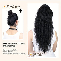 Curly Water Wave Ponytail Clip In Hair Extensions