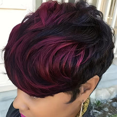 Short Blonde Pixie Cut Wig with Bangs Curly Layered