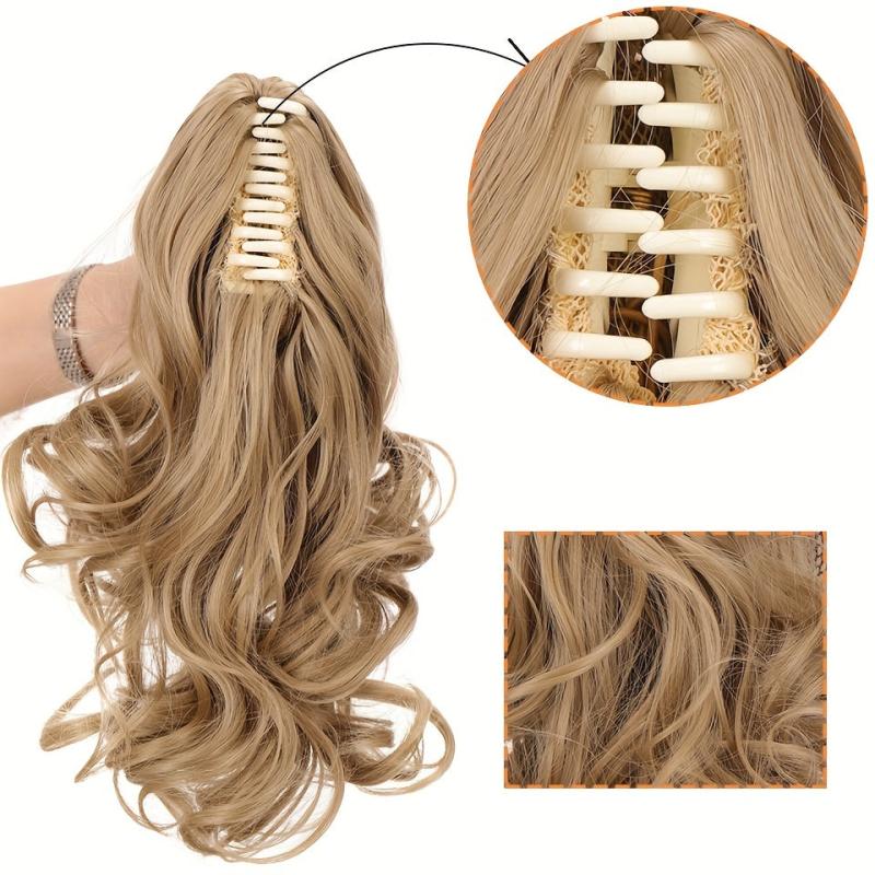 Short Curly Ponytail Extensions Claw Clip In Hair Natural Looking Women