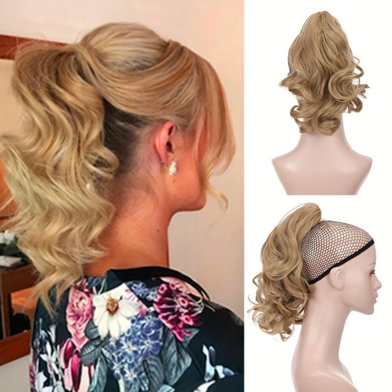 Short Curly Ponytail Extensions Claw Clip In Hair Natural Looking Women