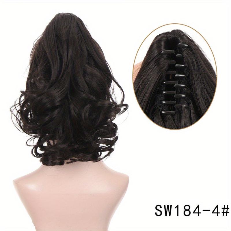 Short Curly Ponytail Extensions Claw Clip In Hair Natural Looking Women