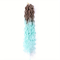 Wavy Faux Locs Crochet Hair Curly Ends Ombre Brown Green Pink Purple