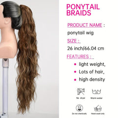Long Curly Wavy Ponytail Extensions Synthetic Hair Extensions