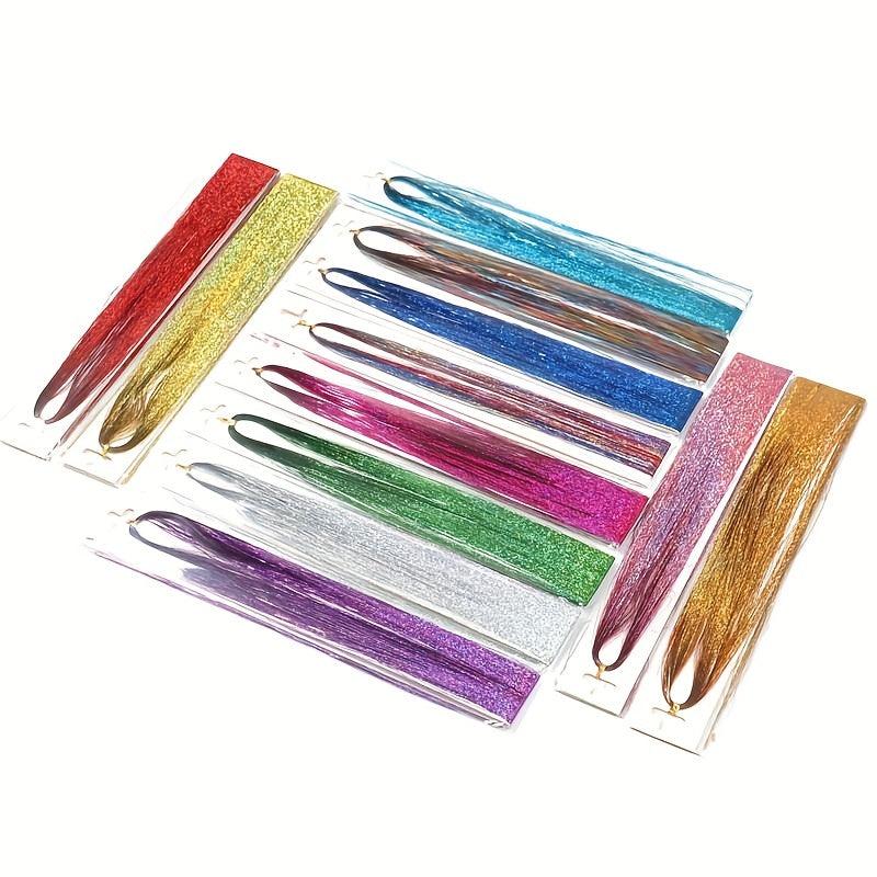 12 Colors Hair Tinsel Kit - 2400 Strands Extensions, 2 Needles, 100 Link Beads