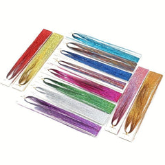 12 Colors Hair Tinsel Kit - 2400 Strands Extensions, 2 Needles, 100 Link Beads