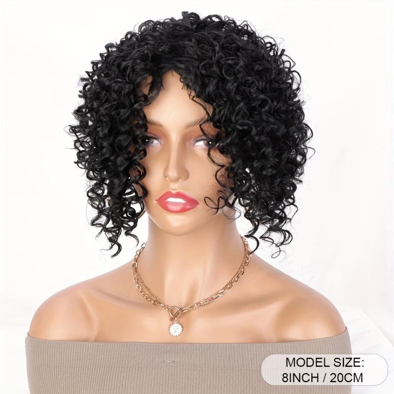 Afro Curly Kinky Hair Topper With Bangs 20 Synthetic Clip In Hair Extensions