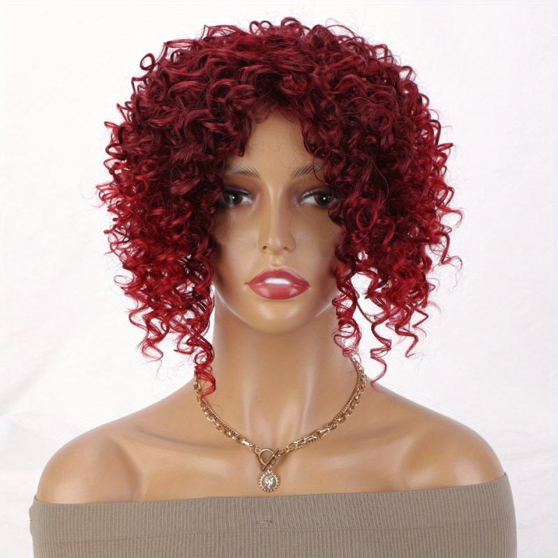 Afro Curly Kinky Hair Topper With Bangs 20 Synthetic Clip In Hair Extensions