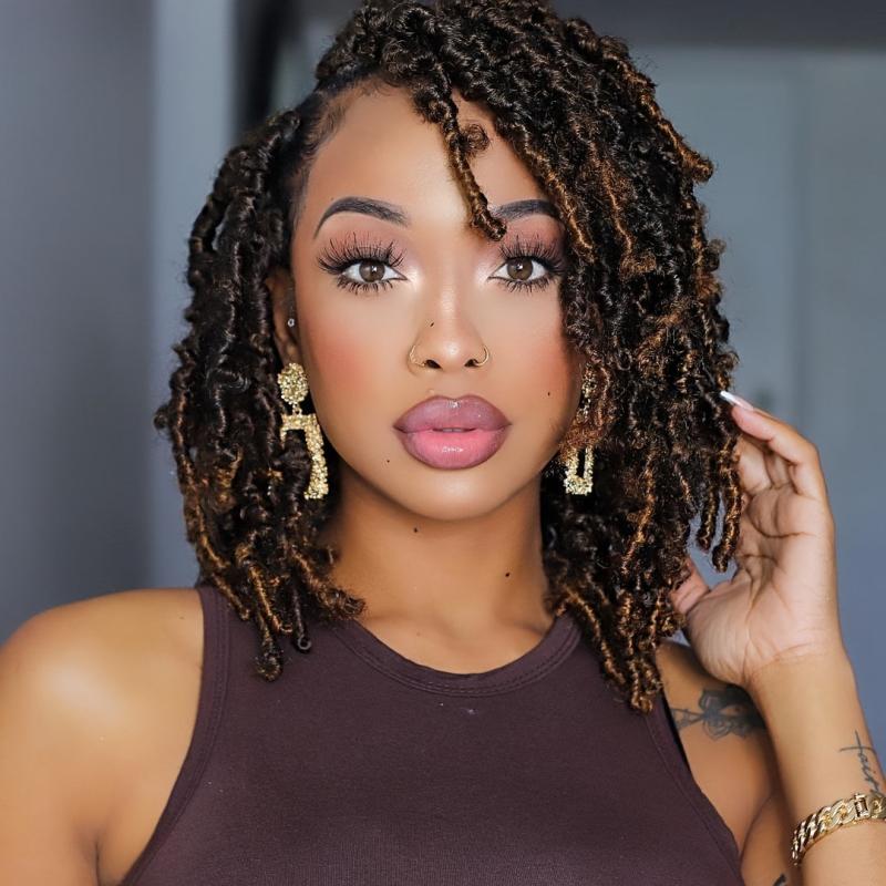 30 48 Cm Butterfly Locs Crochet Hair Bob Curly Wave Distressed Locs
