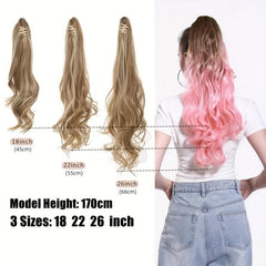 Long Curly Wavy Ponytail Extension Natural Soft Claw Clip In Synthetic Hairpiece