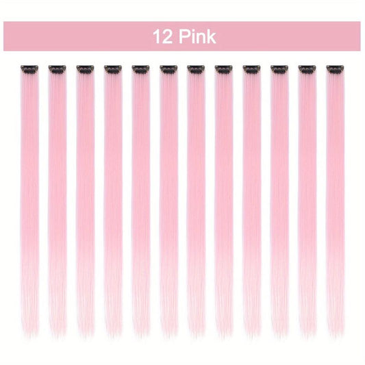 22Pcs Colorful Straight Hair Extensions for Daily Use Party Cosplay Halloween