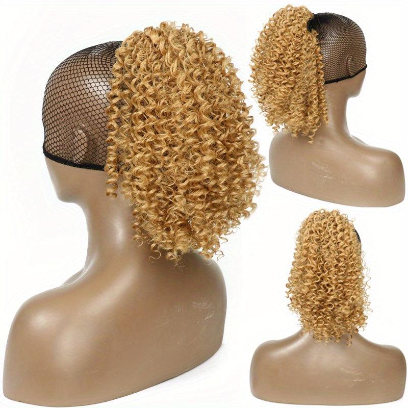Deep Curly Hair Bun Ponytail Drawstring Synthetic Hair Piece