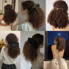 Deep Curly Hair Bun Ponytail Drawstring Synthetic Hair Piece