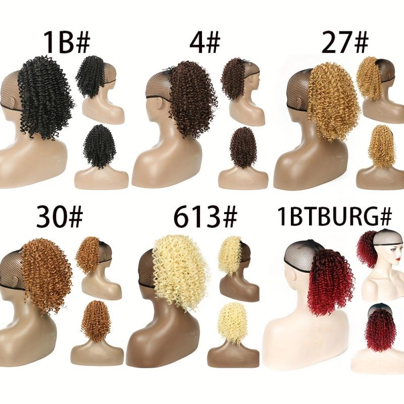 Deep Curly Hair Bun Ponytail Drawstring Synthetic Hair Piece