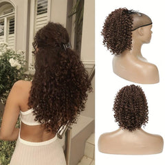 Deep Curly Hair Bun Ponytail Drawstring Synthetic Hair Piece