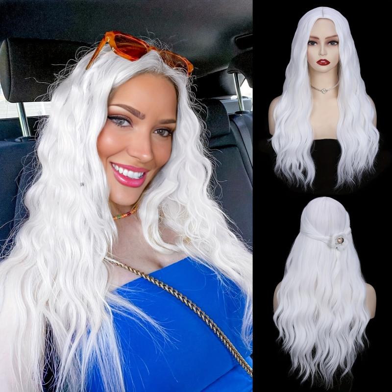 Long Pink Wig Middle Part Synthetic Wig Realistic Party Wigs Daily Use