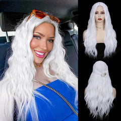Long Pink Wig Middle Part Synthetic Wig Realistic Party Wigs Daily Use