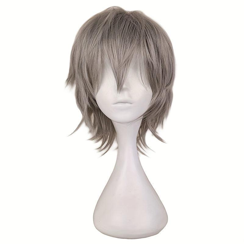 Dark Brown Bouncy Wavy Hair Wig for Cosplay, 30-48 cm, Synthetic Fiber