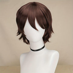 Dark Brown Bouncy Wavy Hair Wig for Cosplay, 30-48 cm, Synthetic Fiber