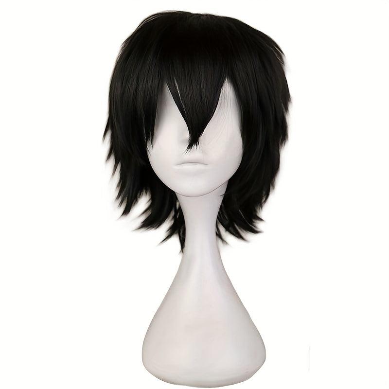 Dark Brown Bouncy Wavy Hair Wig for Cosplay, 30-48 cm, Synthetic Fiber