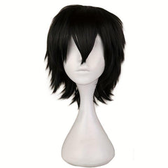 Dark Brown Bouncy Wavy Hair Wig for Cosplay, 30-48 cm, Synthetic Fiber