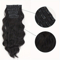 4pcs Long Curly Wavy Hair Extensions 50.8cm Synthetic Fiber Hair Pieces