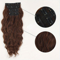 4pcs Long Curly Wavy Hair Extensions 50.8cm Synthetic Fiber Hair Pieces