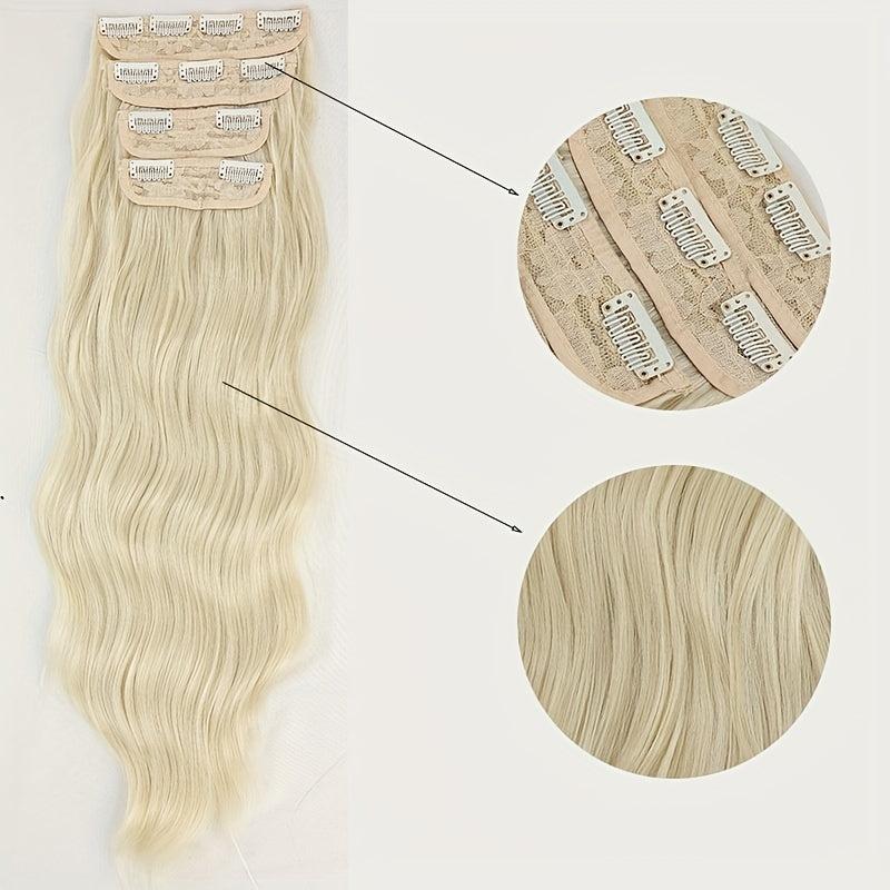 4pcs Long Curly Wavy Hair Extensions 50.8cm Synthetic Fiber Hair Pieces