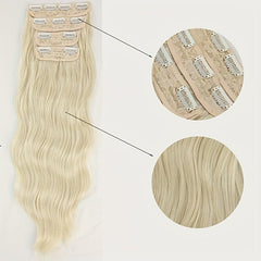 4pcs Long Curly Wavy Hair Extensions 50.8cm Synthetic Fiber Hair Pieces