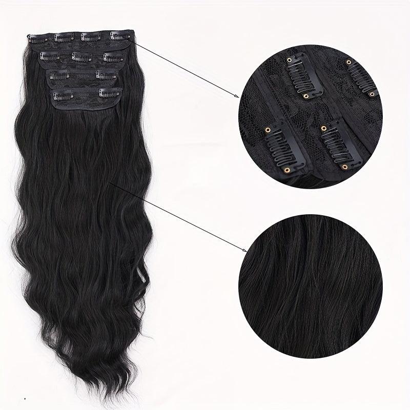4pcs Long Curly Wavy Hair Extensions 50.8cm Synthetic Fiber Hair Pieces