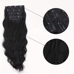 4pcs Long Curly Wavy Hair Extensions 50.8cm Synthetic Fiber Hair Pieces