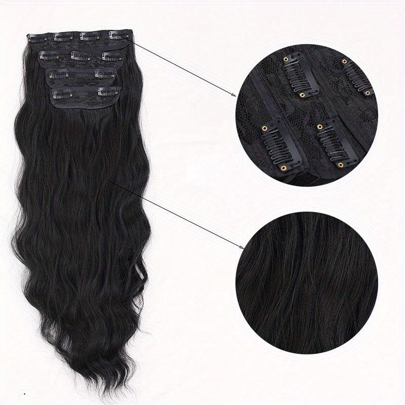4pcs Long Curly Wavy Hair Extensions 50.8cm Synthetic Fiber Hair Pieces