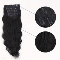 4pcs Long Curly Wavy Hair Extensions 50.8cm Synthetic Fiber Hair Pieces
