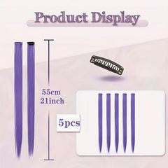 5pcs Clip In Hair Extensions 53 34 Cm Party Highlights Synthetic Hairpieces