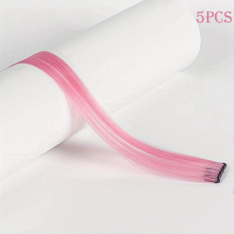 5pcs Clip In Hair Extensions 53 34 Cm Party Highlights Synthetic Hairpieces