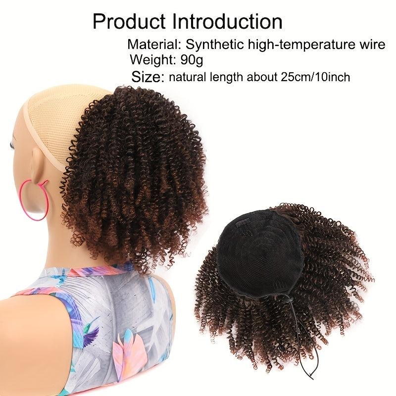 Short Afro Ponytail Hair Extensions Soft Synthetic Fiber Ponytail Pieces