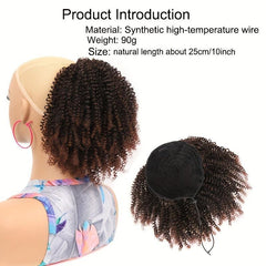 Short Afro Ponytail Hair Extensions Soft Synthetic Fiber Ponytail Pieces