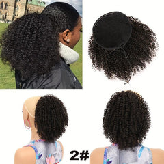 Short Afro Ponytail Hair Extensions Soft Synthetic Fiber Ponytail Pieces