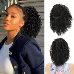 Short Afro Ponytail Hair Extensions Soft Synthetic Fiber Ponytail Pieces