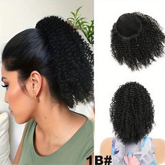 Short Afro Ponytail Hair Extensions Soft Synthetic Fiber Ponytail Pieces