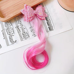 Colorful Wavy Wig Hair Clips Bows for Girls Hair Braided Extension