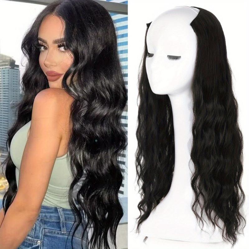 Curly Wavy Brown Synthetic Clip In Hair Extension 5 Clips