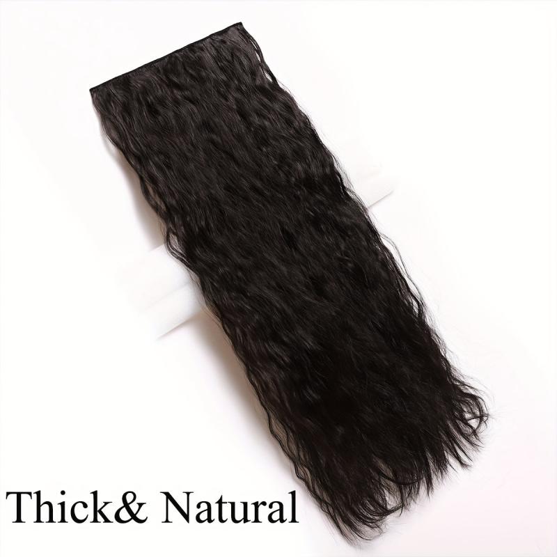Curly Wavy Brown Synthetic Clip In Hair Extension 5 Clips