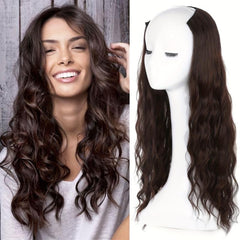 Curly Wavy Brown Synthetic Clip In Hair Extension 5 Clips